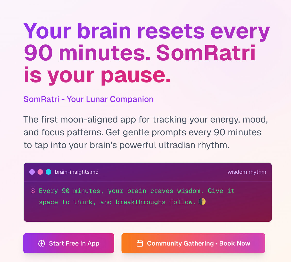 SomRatri Platform Screenshot - Moon-aligned web application interface